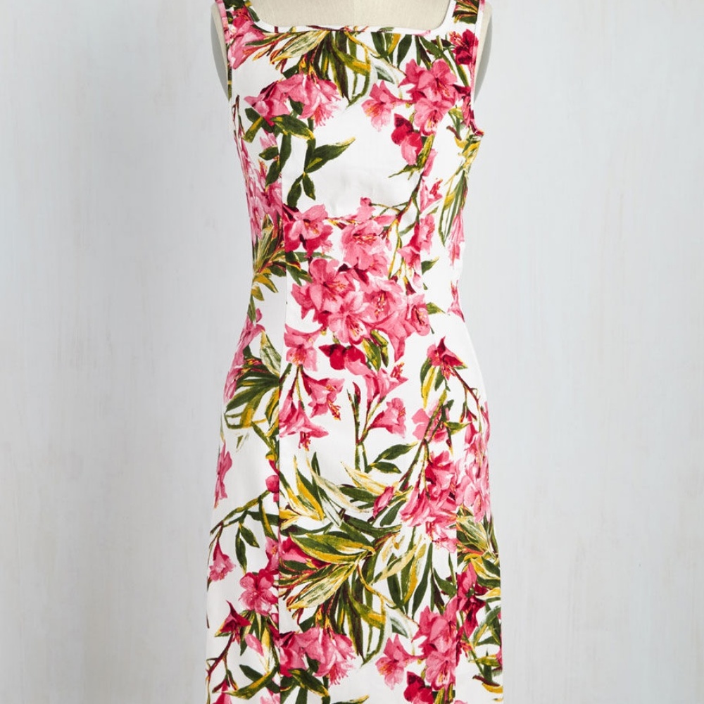Modcloth White Floral Sheath Dress